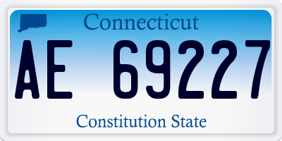 CT license plate AE69227