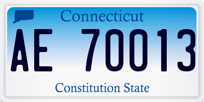CT license plate AE70013