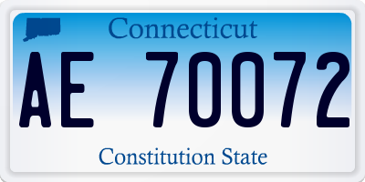 CT license plate AE70072