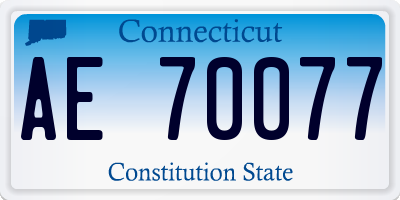 CT license plate AE70077