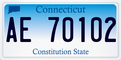 CT license plate AE70102