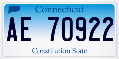CT license plate AE70922