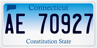 CT license plate AE70927