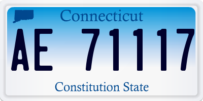 CT license plate AE71117