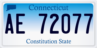CT license plate AE72077