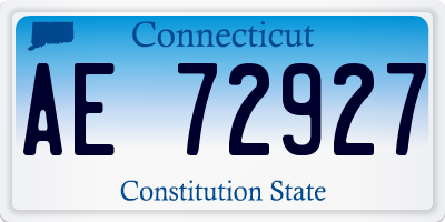 CT license plate AE72927