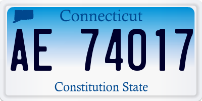 CT license plate AE74017
