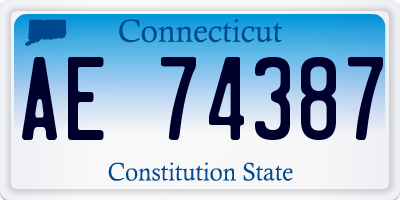 CT license plate AE74387
