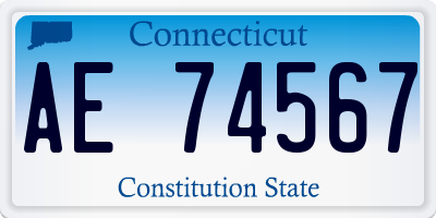 CT license plate AE74567
