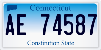CT license plate AE74587