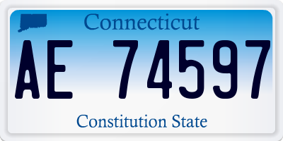 CT license plate AE74597