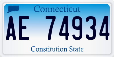 CT license plate AE74934