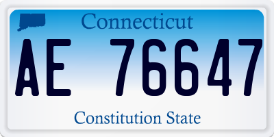 CT license plate AE76647