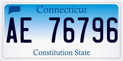 CT license plate AE76796