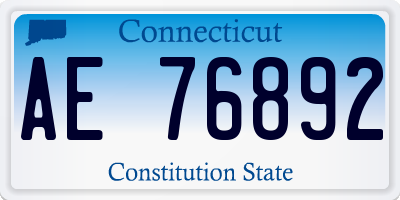 CT license plate AE76892