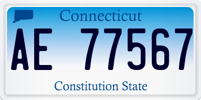 CT license plate AE77567