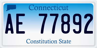 CT license plate AE77892