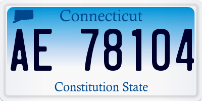 CT license plate AE78104