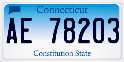 CT license plate AE78203