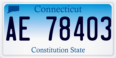 CT license plate AE78403