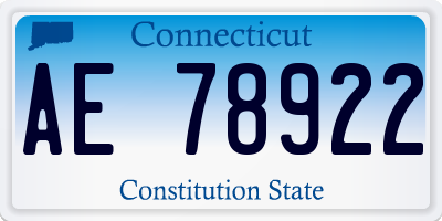 CT license plate AE78922