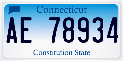 CT license plate AE78934