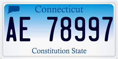 CT license plate AE78997