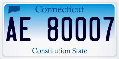 CT license plate AE80007