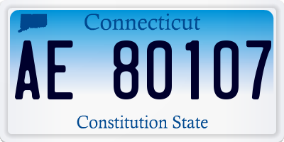 CT license plate AE80107