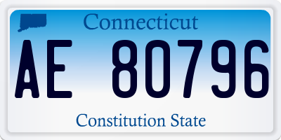 CT license plate AE80796