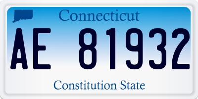 CT license plate AE81932