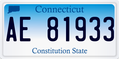CT license plate AE81933