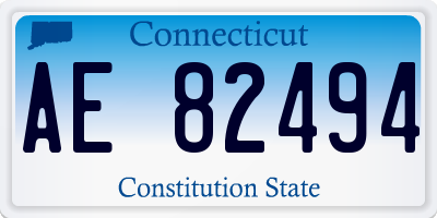 CT license plate AE82494