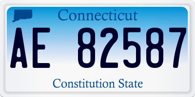 CT license plate AE82587