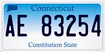 CT license plate AE83254