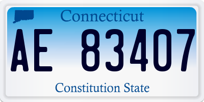 CT license plate AE83407