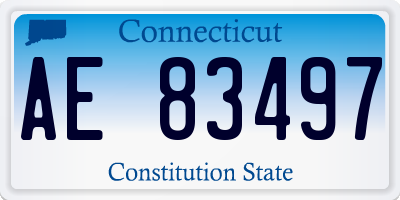 CT license plate AE83497