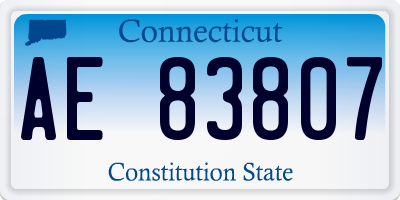 CT license plate AE83807