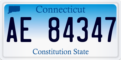 CT license plate AE84347
