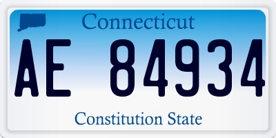 CT license plate AE84934