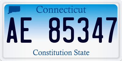 CT license plate AE85347