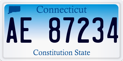 CT license plate AE87234