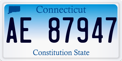CT license plate AE87947