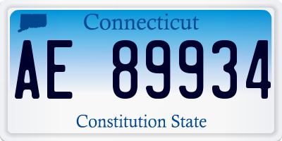 CT license plate AE89934