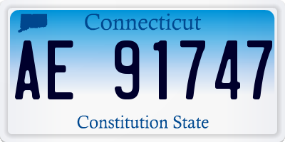CT license plate AE91747