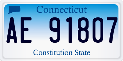 CT license plate AE91807