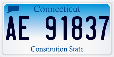 CT license plate AE91837