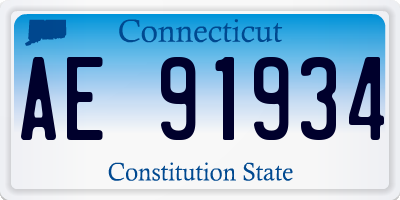 CT license plate AE91934