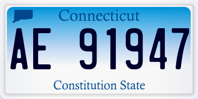 CT license plate AE91947