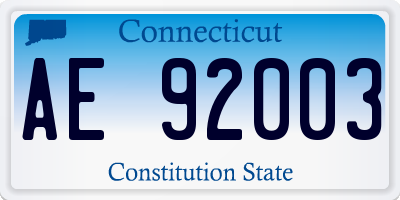 CT license plate AE92003
